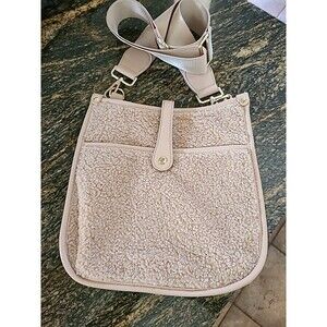 VEGAN FAUX LEATHER AND PLUSH (TERRY) DUSKY PINK HOBO CROSSBODY BAG